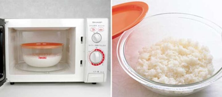 Nấu cơm bằng lò vi sóng nhanh chóng, dẻo thơm