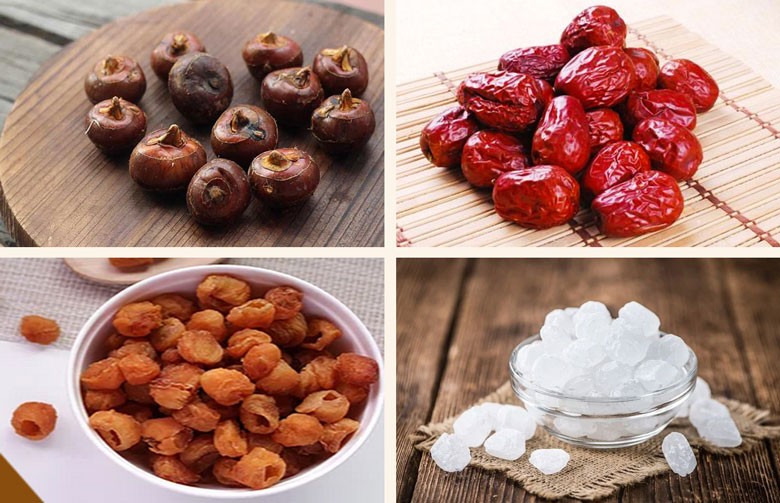 Nguyên liệu nấu chè củ năng hạt sen táo đỏ