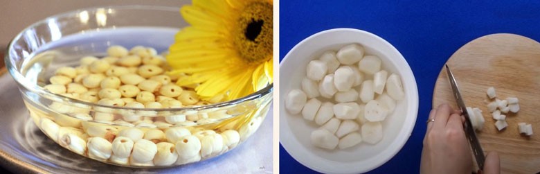 Sơ chế củ năng và hạt sen để nấu chè