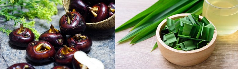 Nguyên liệu nấu chè củ năng lá dứa