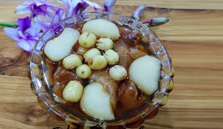 Thành phẩm chè củ năng nhãn nhục hấp dẫn