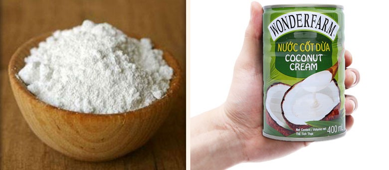 Nguyên liệu cần chuẩn bị cho phần nước cốt dừa béo ngậy ăn kèm chè sương sáo
