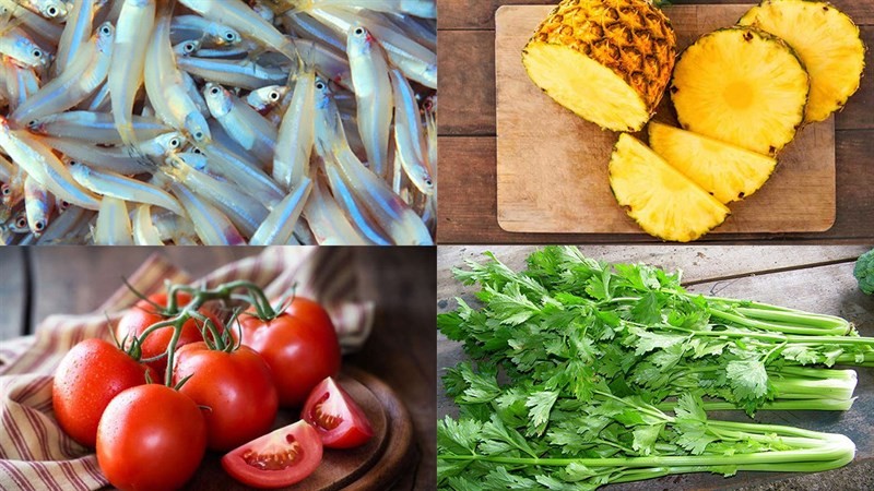 Nguyên liệu rau củ quả chuẩn bị cho món canh chua cá cơm