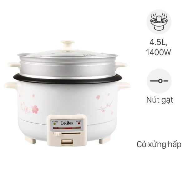 Nồi lẩu điện Delites CBR45-90 4.5 lít cho gia đình đông người