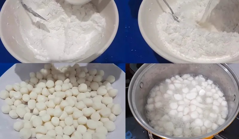 Trân châu trắng bọc dừa tươi - điểm nhấn đặc biệt của chè thập cẩm Hà Tĩnh tại amthucdocdao.com