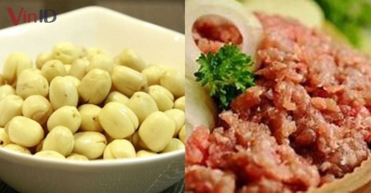 Nguyên liệu thịt bò và hạt sen để làm món hầm bổ dưỡng