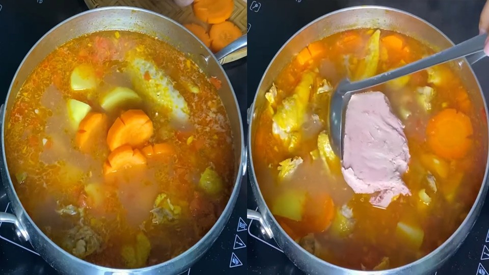 Cho pate vào nồi nấu để nước sốt sánh mịn và thơm béo