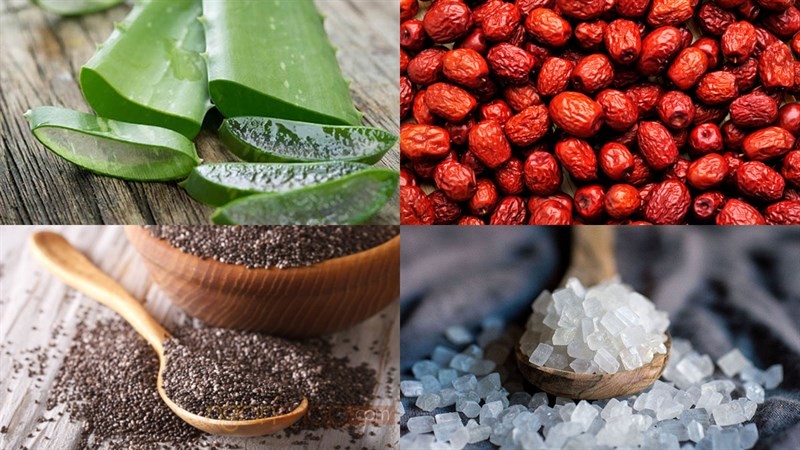 Nguyên liệu chính cho món hạt chia đường phèn táo đỏ