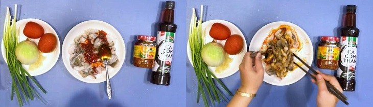 Ướp bạch tuộc để nấu món bạch tuộc xào sa tế thơm ngon