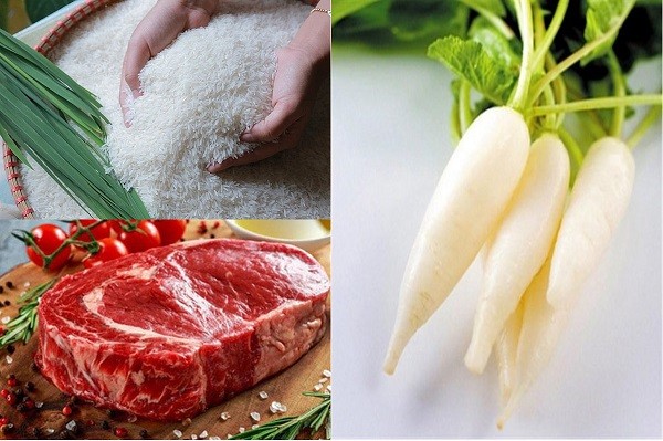 Nguyên liệu tươi để nấu cháo thịt bò củ cải cho bé