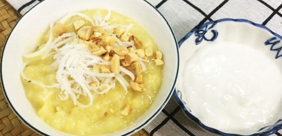Chè đậu xanh đánh nước cốt dừa sánh mịn, hấp dẫn sau khi nấu