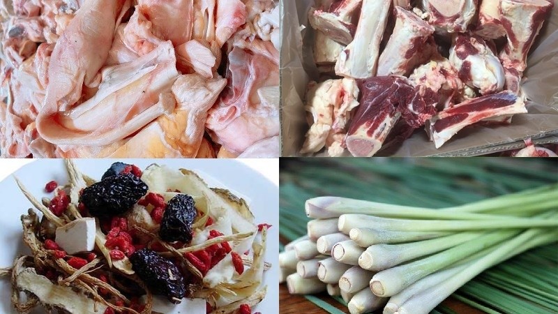 Nguyên liệu cho món lẩu gân bò thuốc bắc