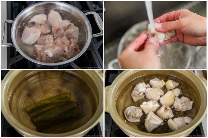 Ninh xương gà làm nước dùng lẩu gà nấm đậm đà