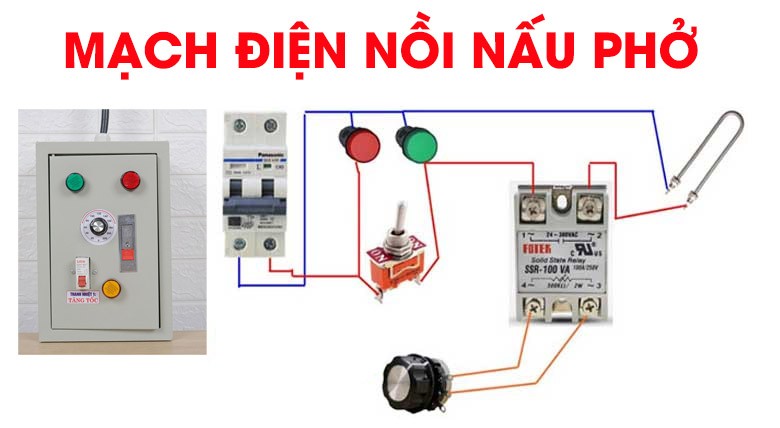 Sơ đồ mạch điện chuẩn cho cách lắp nồi điện nấu phở 1 pha và 3 pha