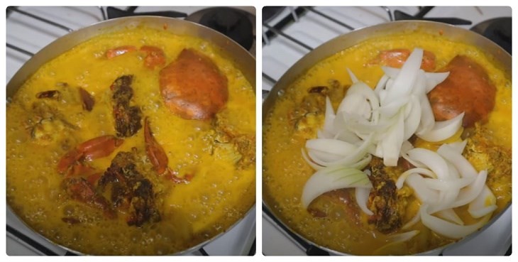 Nấu cà ri cua với nước cốt dừa sánh mịn