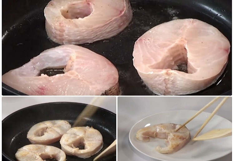 Chiên sơ cá lóc giúp thịt cá săn chắc khi nấu canh chua cơm mẻ