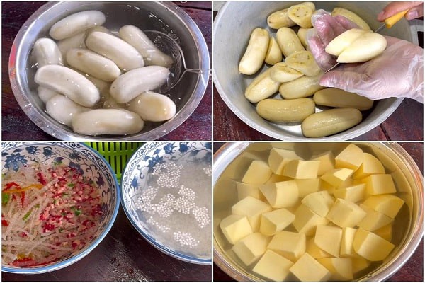 Nấu chè đậu xanh bột báng bột khoai cùng khoai lang bùi dẻo