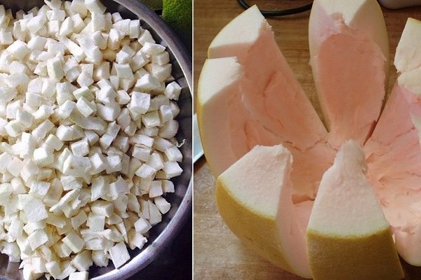 Sơ chế cùi bưởi để nấu chè