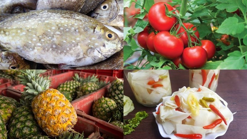 Các nguyên liệu tươi ngon chuẩn bị cho món canh chua cá kình