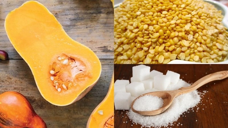 Nguyên liệu cơ bản cho món chè bí đỏ đậu xanh