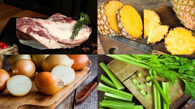 Nguyên liệu món lẩu gầu bò tươi ngon được chuẩn bị kỹ lưỡng