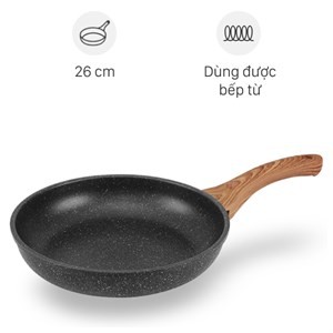 Chảo nhôm chống dính vân đá đáy từ Sunhouse Mama SHG1126MMC là người bạn đồng hành cho các món ngon đơn giản