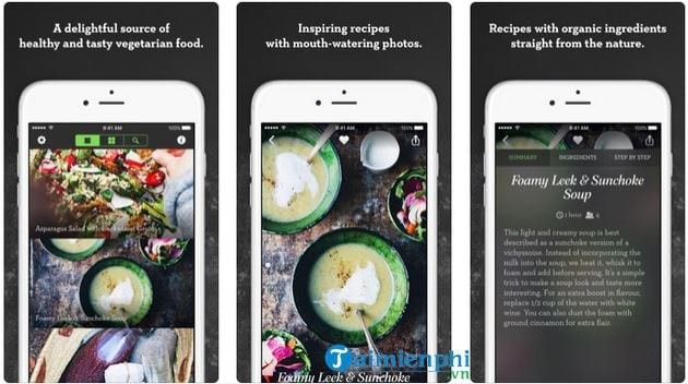 Thực đơn món chay hấp dẫn từ ứng dụng Green Kitchen, hỗ trợ học nấu những món ăn ngon