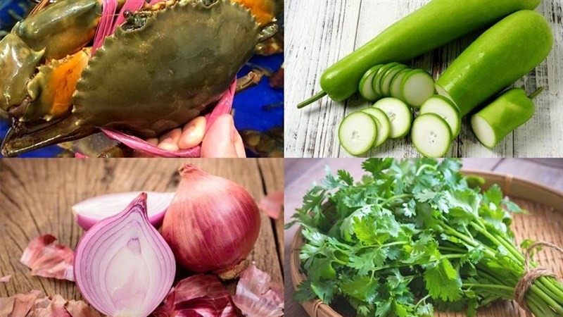 Tổng hợp nguyên liệu tươi ngon để nấu món lẩu bầu cua truyền thống