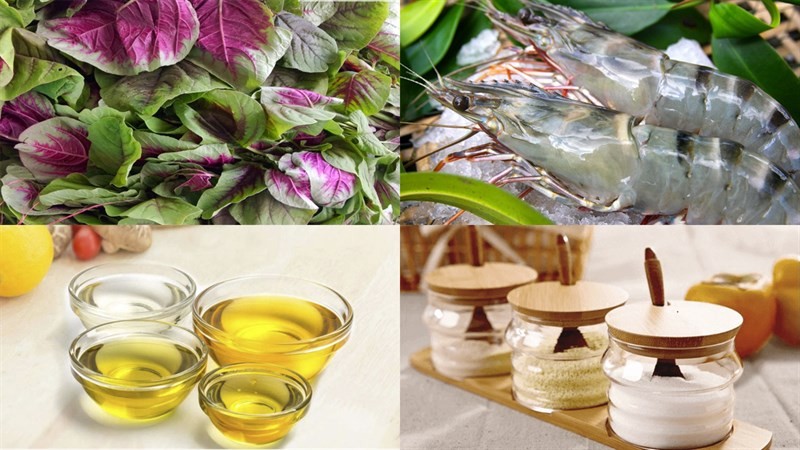 Nguyên liệu món ăn canh rau dền tôm tươi
