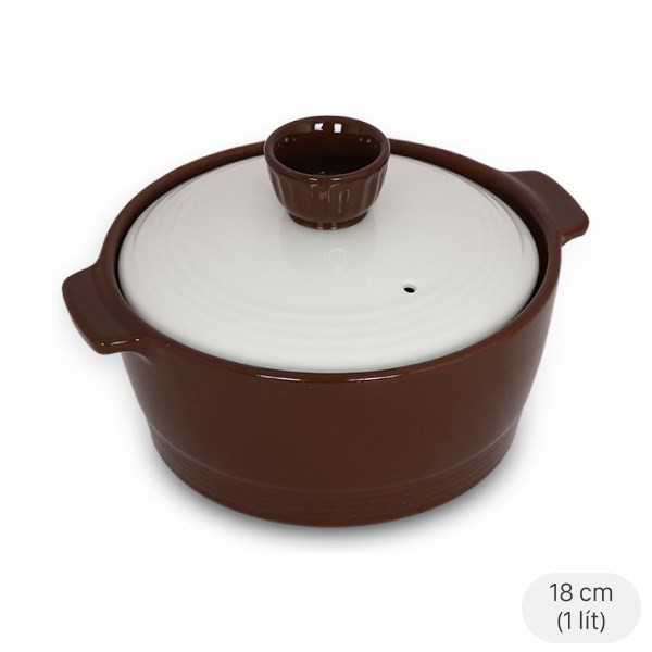 Nồi đất Dong hwa PT1.180, nồi đất nắp sứ 18cm cho canh đậu tương Hàn Quốc