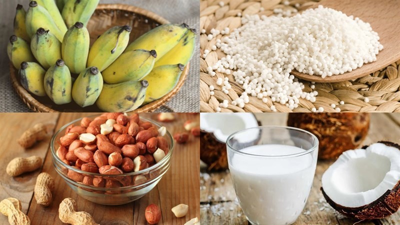 Nguyên liệu chính chuẩn bị làm món chè chuối hấp nước cốt dừa thơm ngon