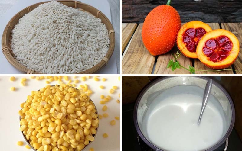 Nguyên liệu làm xôi tam sắc cúng 15/7 Âm lịch đẹp mắt