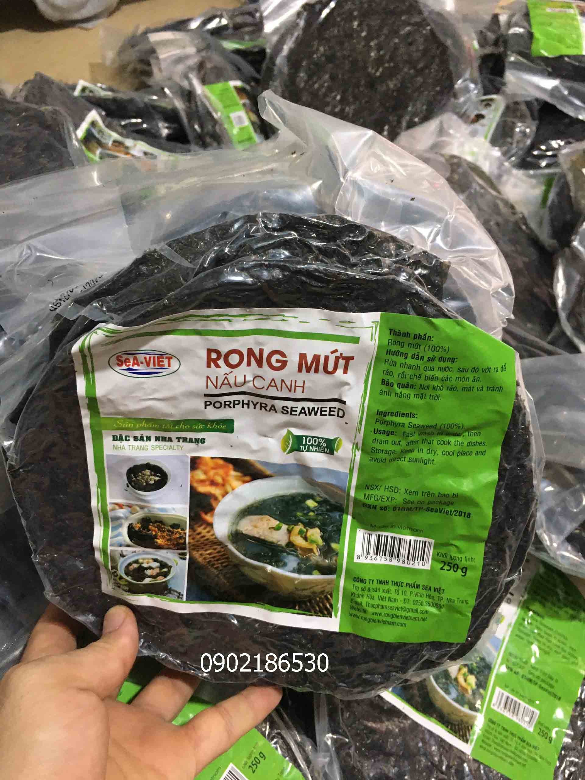 Các loại gói rong mứt khô Nha Trang 100g và 250g tiện lợi cho việc nấu canh rong biển