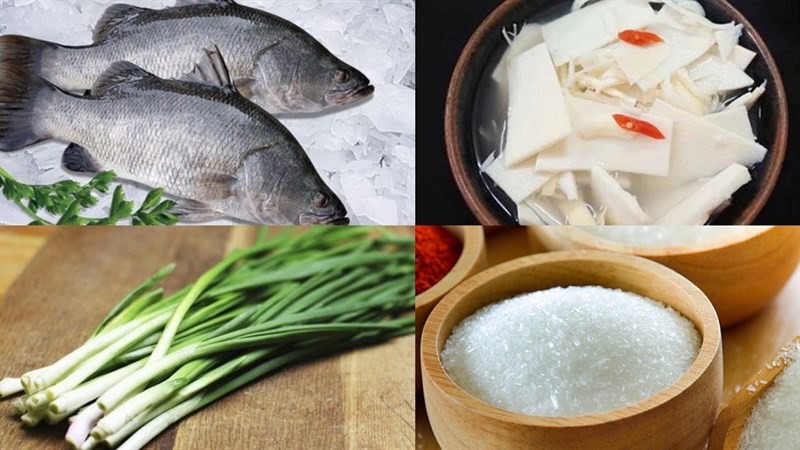 Nguyên liệu chính cho món canh chua cá chẽm măng chua