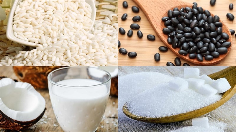 Nguyên liệu món ăn cách nấu chè nếp đậu đen