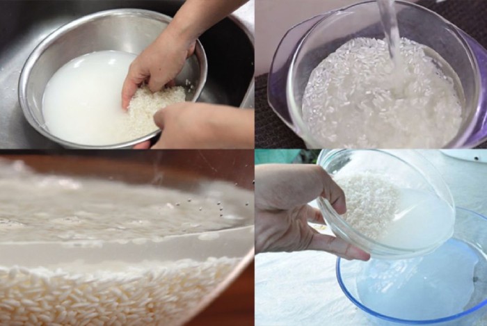 Các bước sơ chế gạo để nấu cháo sườn bằng nồi cơm điện