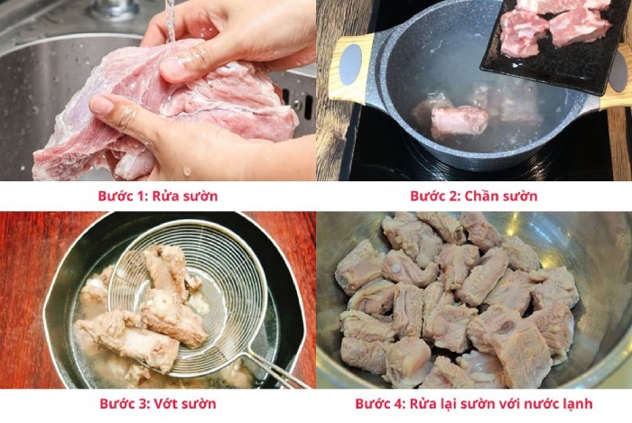 Sơ chế sườn với 4 bước cực đơn giản