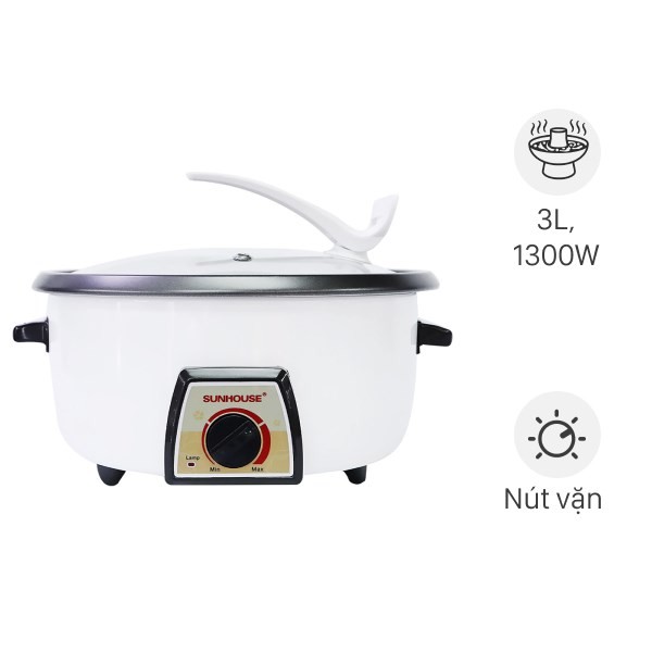 Nồi lẩu điện Sunhouse SHD 4521 3 lít với thiết kế tối giản