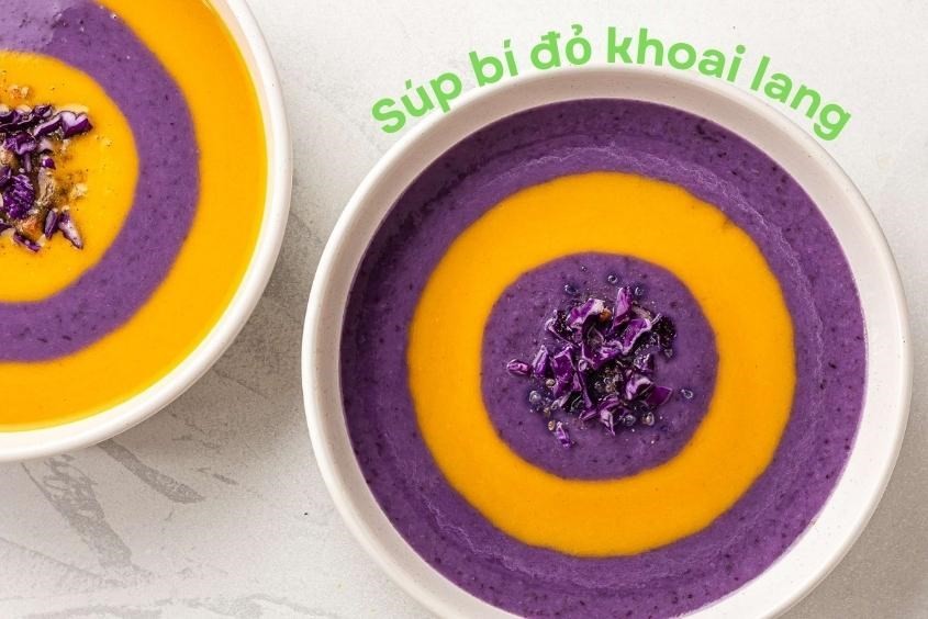 Súp bí đỏ khoai lang cho bé ăn dặm