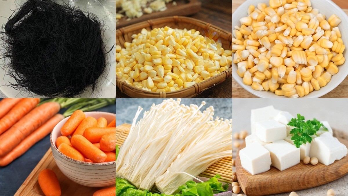 Nguyên liệu chính cho món súp tóc tiên chay thơm ngon