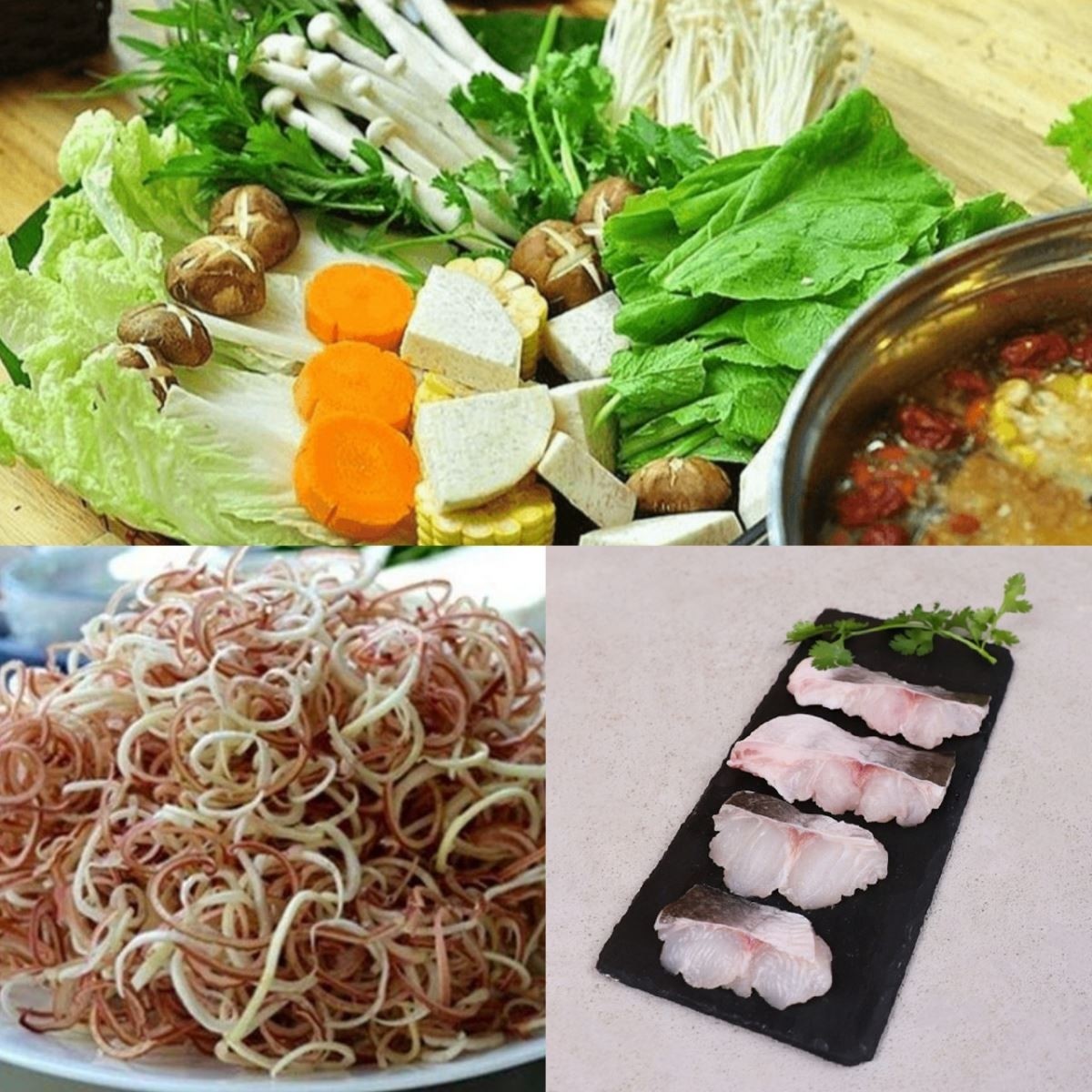Nồi nước dùng lẩu tả pí lù thập cẩm chua ngọt với rau và nấm