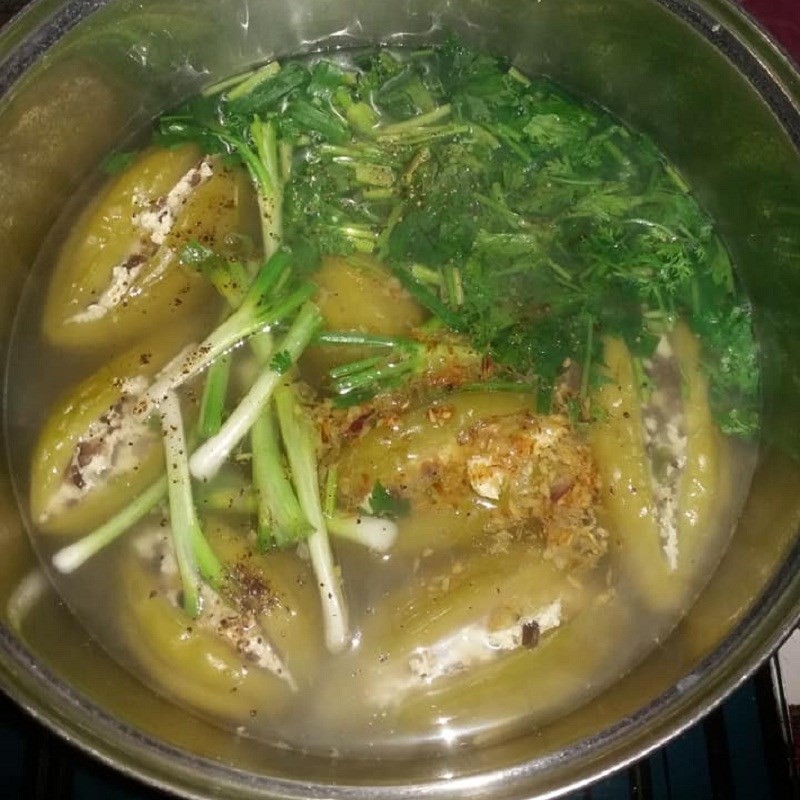 Thành phẩm món canh khổ qua nhồi đậu hũ chay thơm ngon