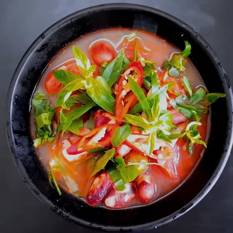 Thành phẩm món canh chua hạt mít chay thơm ngon, hấp dẫn
