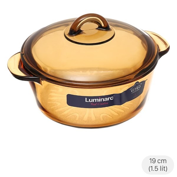 Nồi thủy tinh Luminarc Amberline Granite 1.5 lít dùng để nấu canh cá bống
