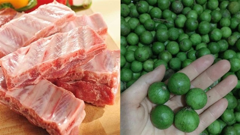 Nguyên liệu chuẩn bị cho món canh sấu nấu sườn