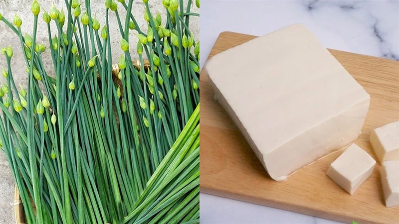 Nguyên liệu nấu canh bông hẹ đậu hũ non