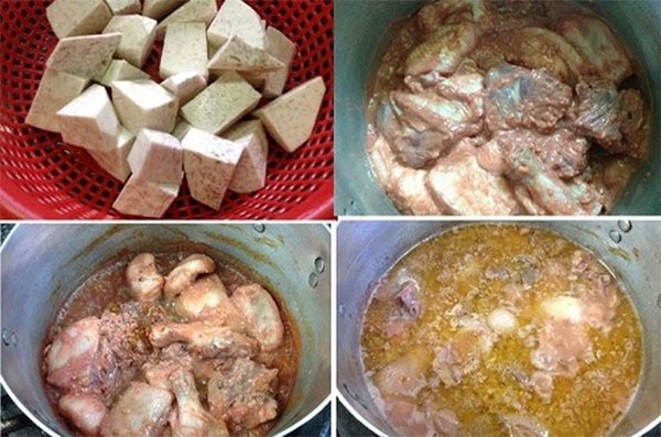 Vịt nấu chao sôi nhẹ trên bếp