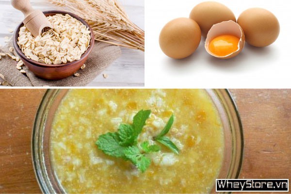 Cháo yến mạch nấu với trứng gà và hành lá, món ăn giàu protein giúp giảm cân hiệu quả