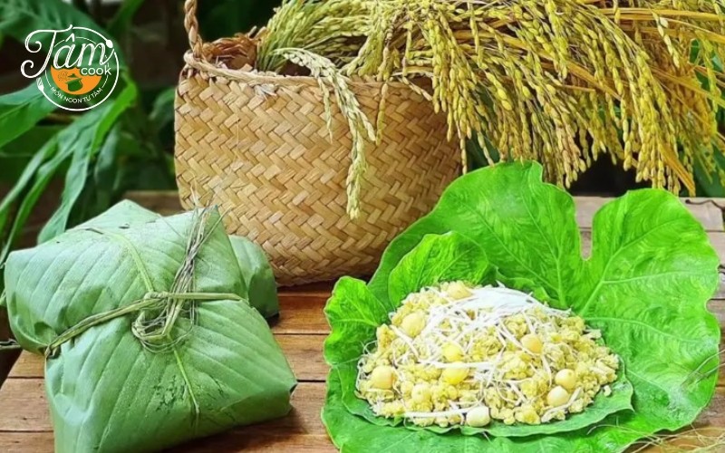Đĩa xôi cốm dừa xanh mướt, thơm ngon, chuẩn vị truyền thống