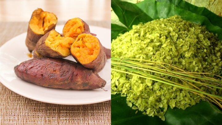 Nguyên liệu chính làm chè khoai lang cốm và chè khoai môn cốm